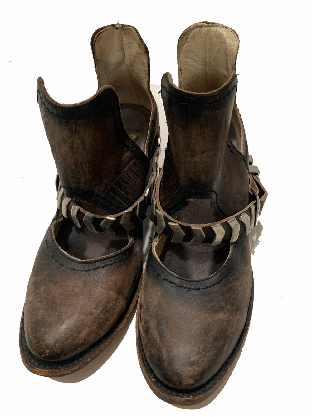 Freebird Women's Brown Leather Ankle Boots with Decorative Strap
